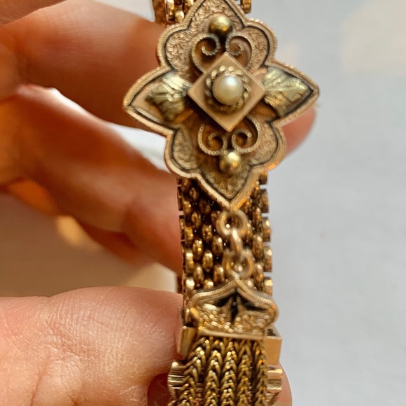 Sold!!!!! Victorian 14K Slide Bracelet with Seed Pearl c1880 - Picture 5 of 8